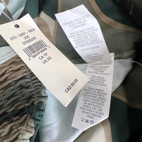 Aerie Green Printed Real Me Smocked Waistband Legging SIze X-Small - Picture 13 of 14